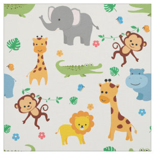 Tela Cute Safari Animales Nursery Fabric