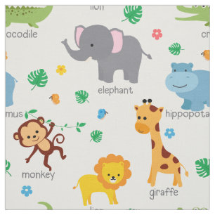 Tela Cute Safari Animales Nursery Fabric