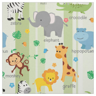 Tela Cute Safari Animales Nursery Fabric