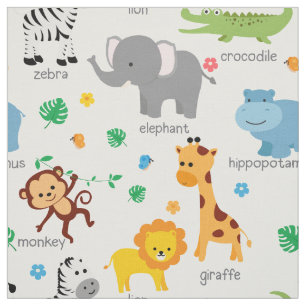 Tela Cute Safari Animales Nursery Fabric