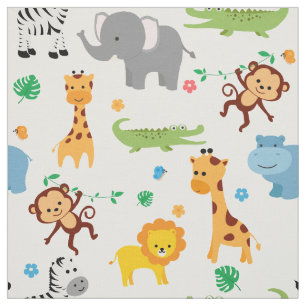 Tela Cute Safari Animales Nursery Fabric
