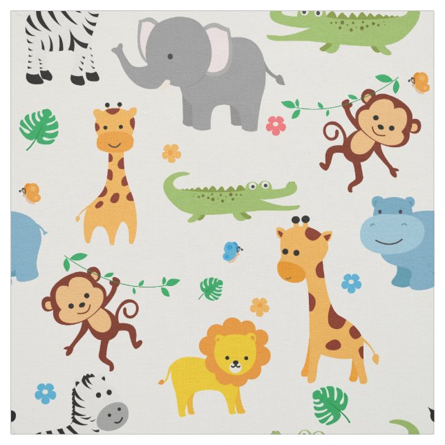 Tela Cute Safari Animales Nursery Fabric (Retal)