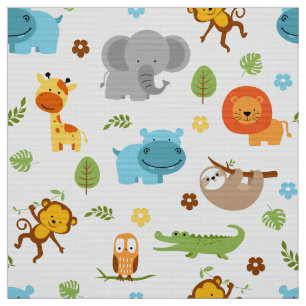 Tela Cute Safari Animales Nursery Fabric