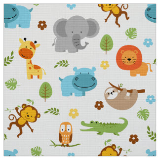 Tela Cute Safari Animales Nursery Fabric