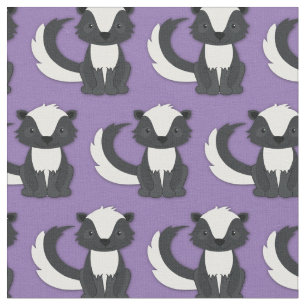 Tela Cute Skunks niños morado