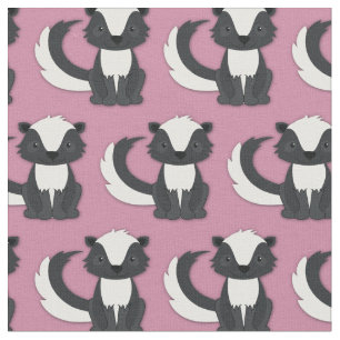 Tela Cute Skunks niños rosados