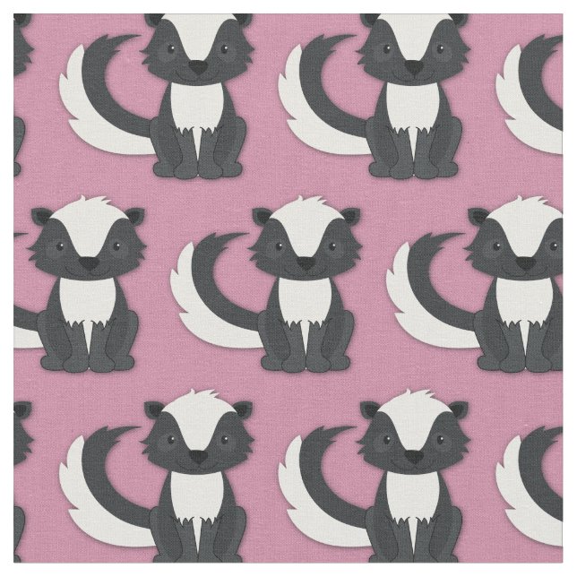 Tela Cute Skunks niños rosados (De cerca)