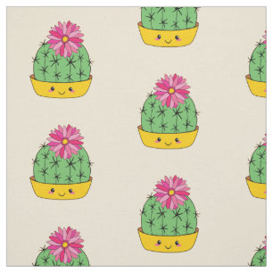 Tela Cute Smiley Face Cactus Flower Personalizado Fabri