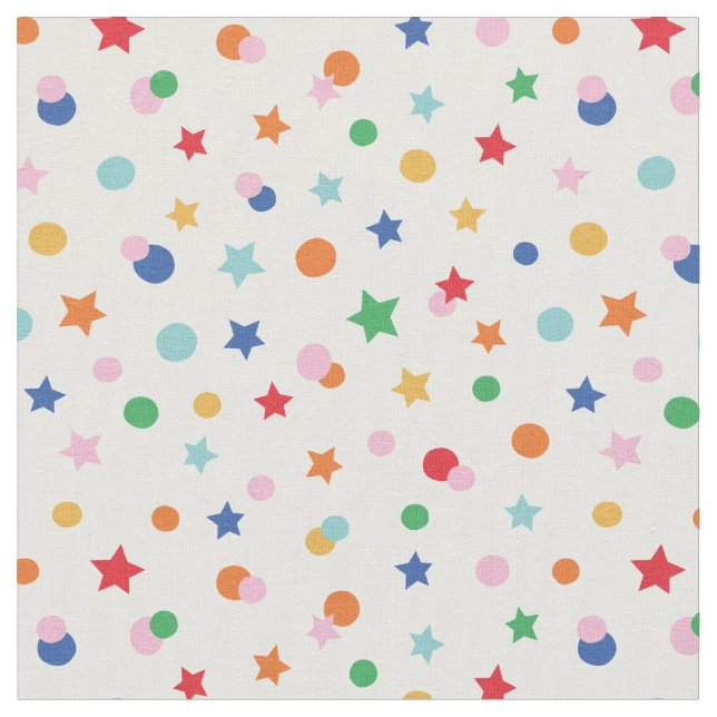 Tela Cute Stars and Dots confetti en blanco (De cerca)