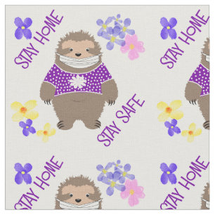 Tela Cute Stay Safe Stay Home Sloth Fun Graphic