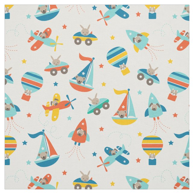 Tela Cute Transportation Baby Nursery Fabric (Retal)