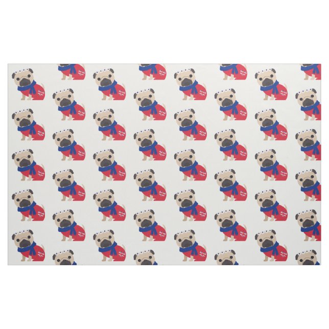 Tela Cute UK Pugs ("Cuarto gordo" (fat quarter))