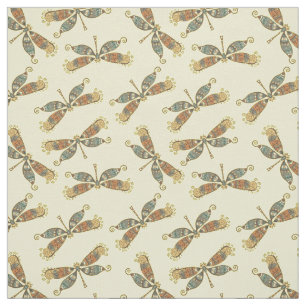 Tela Cute Whimsical Dragonfly Fabric Impreso