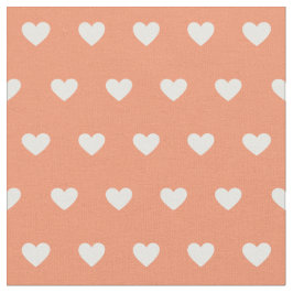 Tela Cute White Hearts Dot Pattern Peach