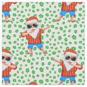 Tela Dabbing Beach Santa Claus en una Tropica de Camisa