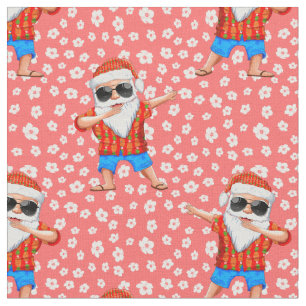 Tela Dabbing Beach Santa Claus en una Tropica de Camisa