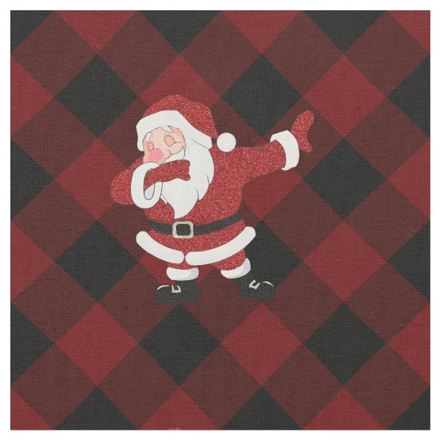 Tela Dabbing Red Plaid Santa Claus | Búfalo Rústico div (De cerca)