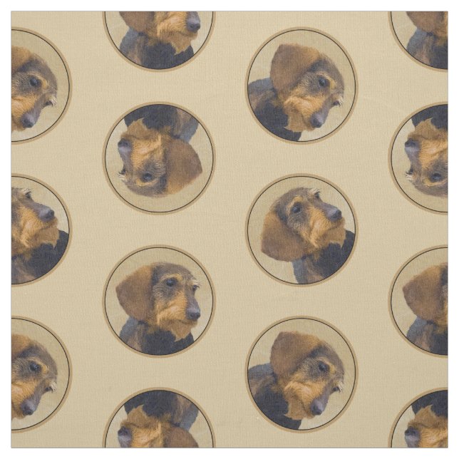 Tela Dachshund Painting Wire cabello negro y Tan Dog Ar (Retal)