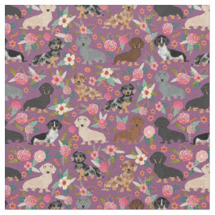 Tela Dachshund Perros vintage berenjena