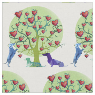 Tela Dachshunds Love Garden Fabric