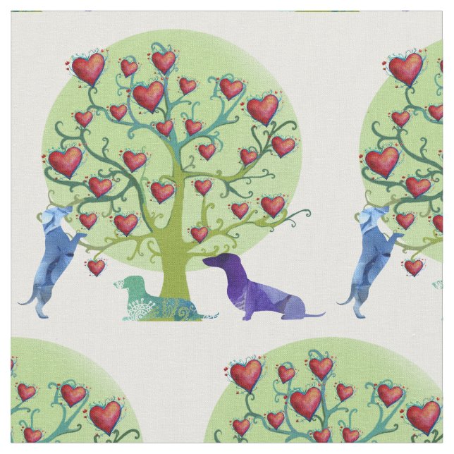 Tela Dachshunds Love Garden Fabric (De cerca)