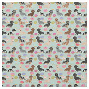 Tela Dachshunds Tejido de Donuts - tiras de tejido de d