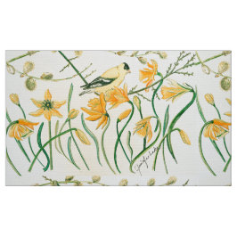 Tela Daffodils y Goldfinch Fabric