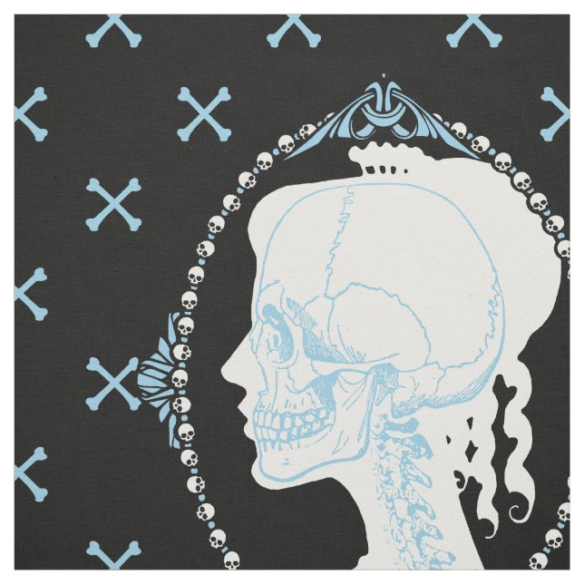 Tela Dainty Skull Cameo Blue (Retal)