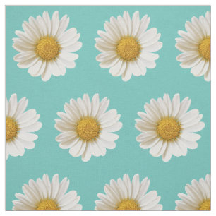 Tela Daisies blancos sobre fondo Verde azulado claro