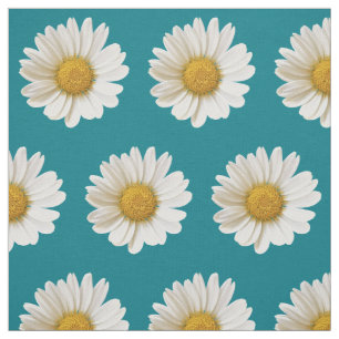 Tela Daisies blancos sobre la flor turquesa oscura