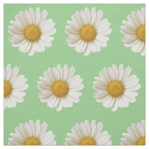 Tela Daisies blancos sobre la flor verde sabia