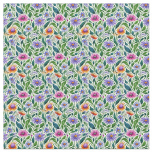 Tela Daisies coloridos sobre el tejido verde