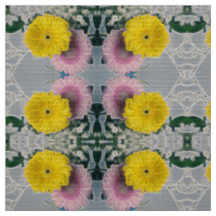 Tela Daisies Eléctricos Amarillos y Rosa