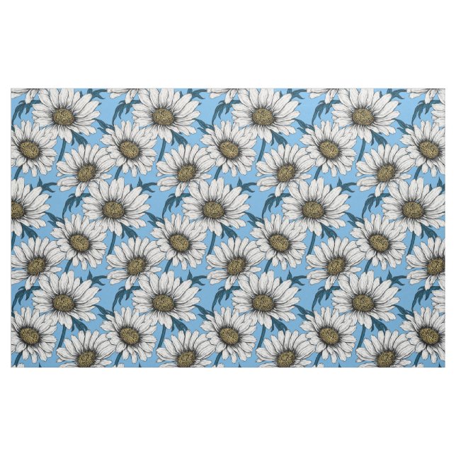 Tela Daisies, flores silvestres en azul ("Cuarto gordo" (fat quarter))