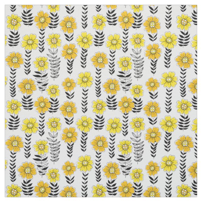 Tela Daisy garabatea en amarillo y negro (Retal)