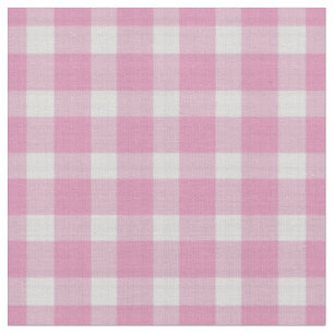 Tela Dalia rosa y cuadros gingham a cuadros blancos