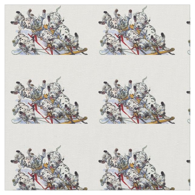 Tela Dalmatian Pups Sledding (De cerca)