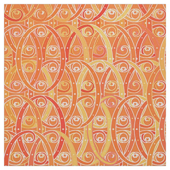 Tela damasco árabe - naranja suave y coral (Retal)