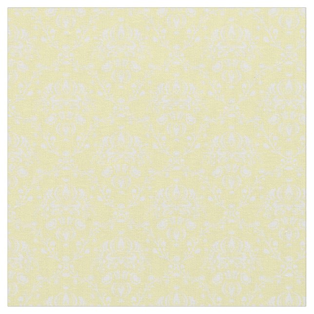 Tela Damasco blanco y amarillo con mantequilla (De cerca)