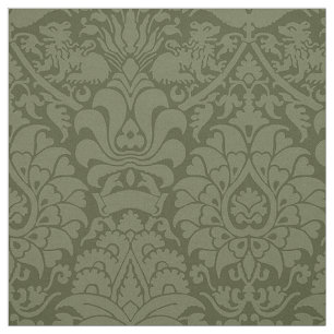 Tela Damasco con leones, verde oliva