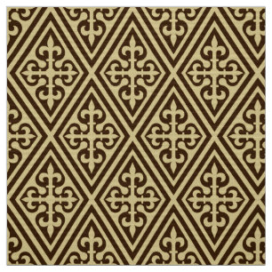 Tela Damasco cruzado medieval - Brown oscuro y moreno