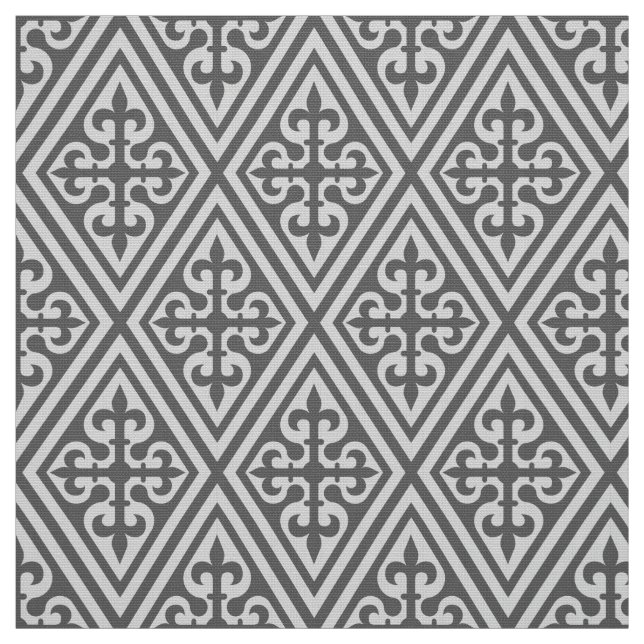 Tela Damasco cruzado medieval - gris de plata/gris (Retal)