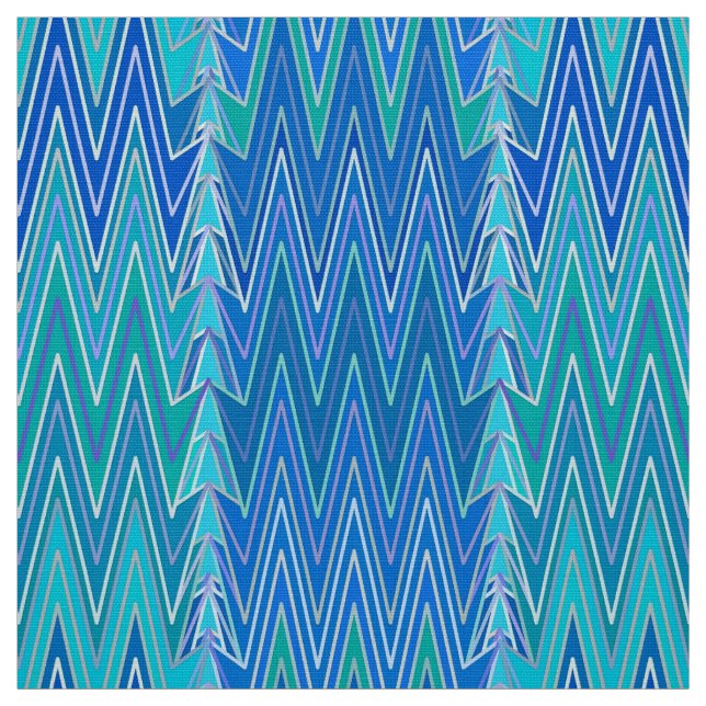 Tela Damasco de Chevron de etnia turquesa y azul (Retal)