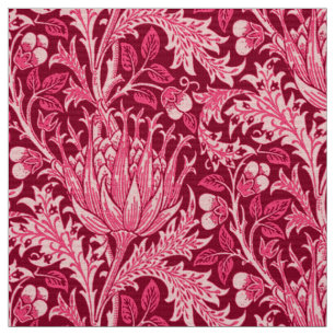 Tela Damasco de William Morris, rosa del fucsia