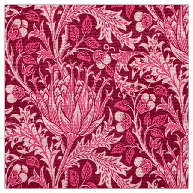 Tela Damasco de William Morris, rosa del fucsia (Retal)