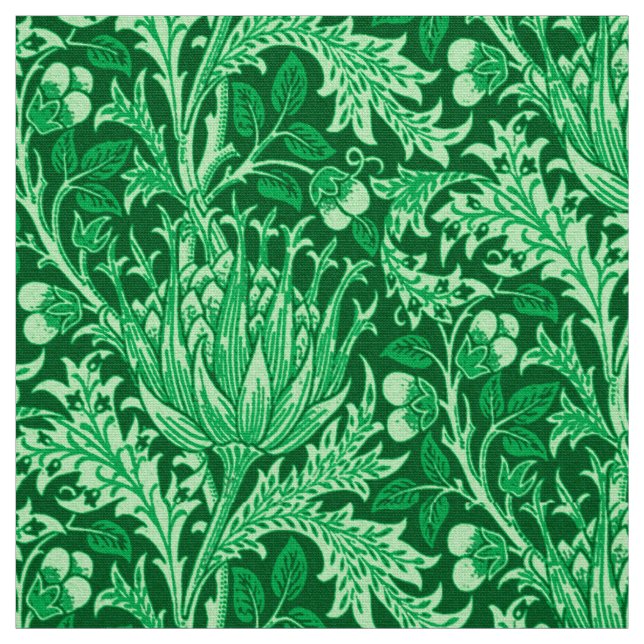 Tela Damasco de William Morris, verde esmeralda (Retal)