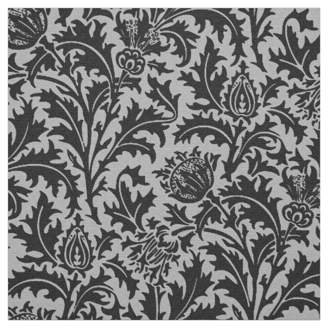 Tela Damasco del cardo de William Morris, gris (Retal)