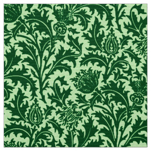 Tela Damasco del cardo de William Morris, verde