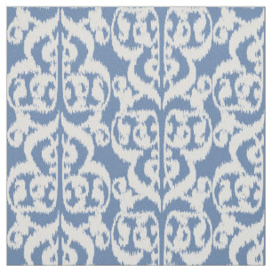 Tela Damasco del Moorish de Ikat - azul y blanco de