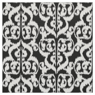 Tela Damasco del Moorish de Ikat - blanco y negro